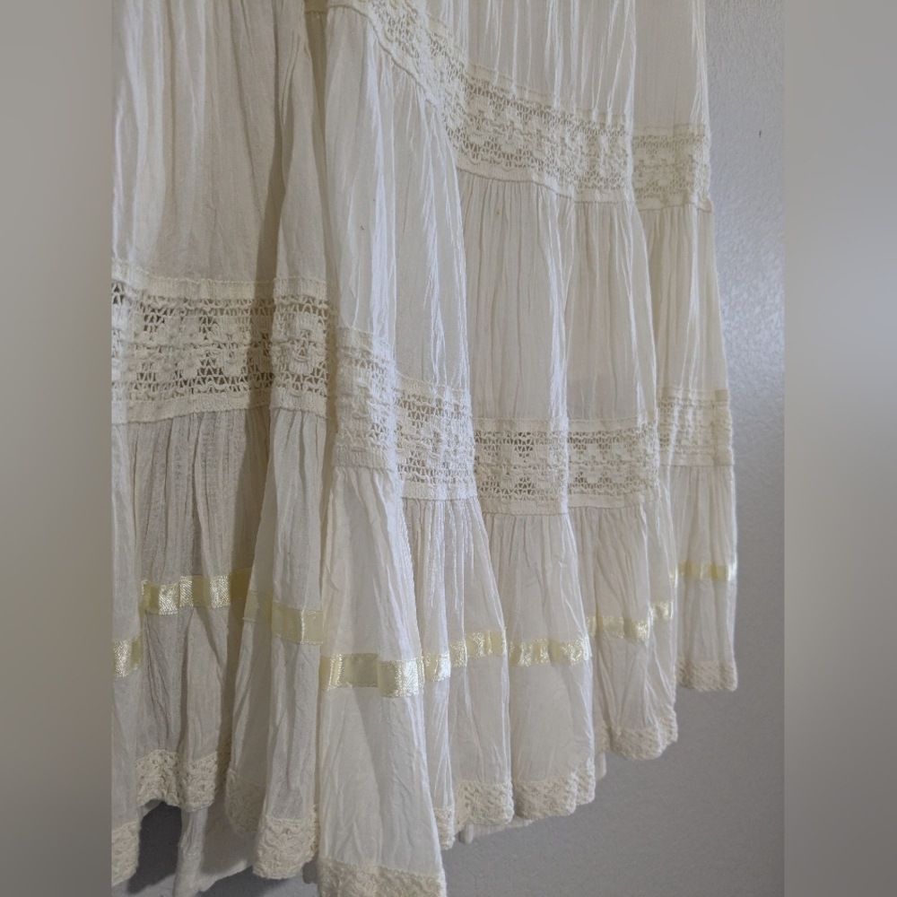 Vintage Frederick's Of Hollywood Tiered Lace Slip Skirt XS Ivory - Picture 7 of 16
